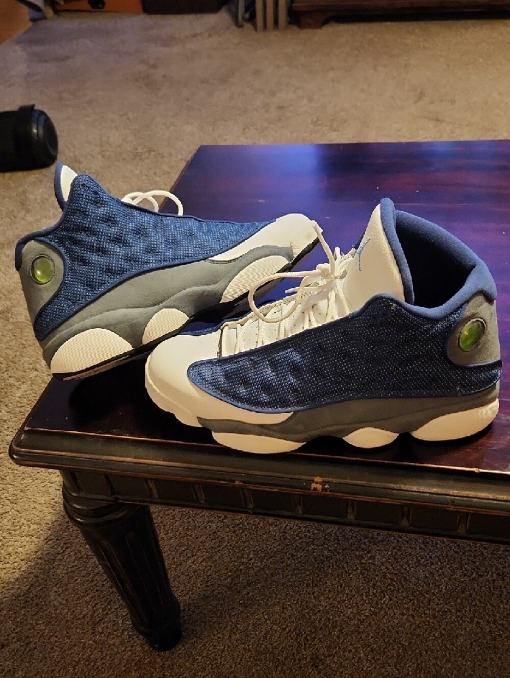 Jordan 13 "Flint" 2020 Blue and White Retro Basketball Sneakers - Picture 7 of 9